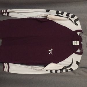 White and Maroon long sleeve PINK shirt
